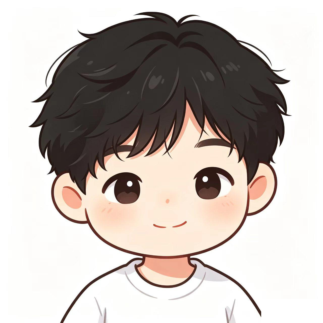 爱打球的boy 的 AI 生成头像：一个黑色短发、穿白 T 恤的男孩